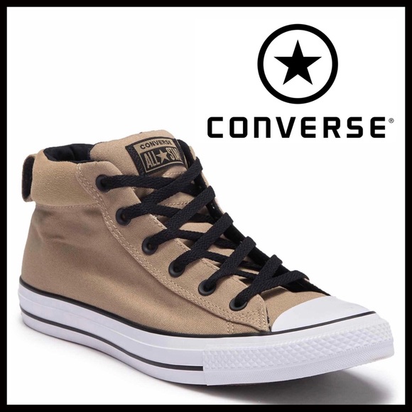 Converse Shoes - CONVERSE KHAKI BLACK MID HIGH TOPS A3C
